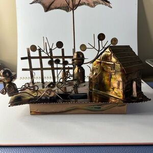 Copper Musical Children On Seesaw Chinese Craftsman Plays: Happy Days- VINTAGE
